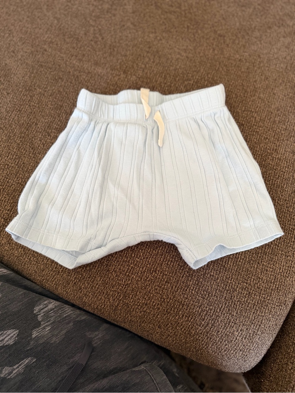 Ribbed Knit Baby Shorts in Light Blue